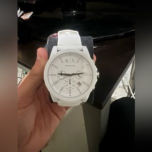 White armani exchange watch
